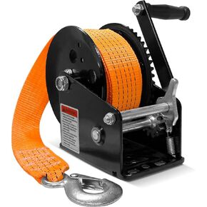 3500LBs Boat Towing Winches, Heavy Duty Hand Winch with 33FT Green Strap, Steel Ratio 4:1/8:1 Gear, 2-Way Ratchet Portable Hand Crank Boat Trailer Towing Winch for Truck, Jet Ski, RV ATV