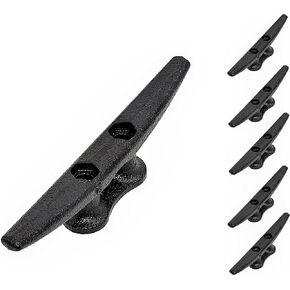 6" Dock Cleat Black 6 Inch - Cast Iron Boat Cleats, Rope Cleat, Boat Dock Cleats - Ideal for Marine, Deck, Nautical Decor