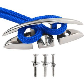 Laorde Boat Cleat (5 inch or 6 inch) 316 Stainless Steel Folding Cleats Marine Grade Rope Cleat Flip Up Dock Cleat for Boat Kayak and Decoration with Fastener