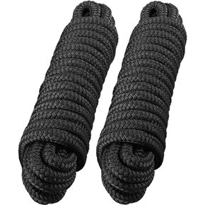 Dock Lines 4 Pack 5/8" x 25' Double Braided Nylon Boat Dock Lines with a 15" Loop - Marine Grade Dock Lines 5/8 Inch for Boats, Boat Ropes for Docking, Mooring Marine Rope/Boat Lines, J-FM TWNTHSD