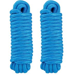 Amarine Made Double Braided Nylon Dock Lines 7700 lbs Breaking Strength (L:25 ft. D:5/8 inch Eyelet: 15 inch) 2 Pack of Marine Mooring Rope Boat Dock Lines Working Load Limit:1540 lbs