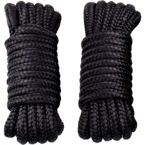 Manumarine Boat Dock Lines, Black Double Braided Nylon Dock Lines 3/8" x 15’ with 12" Eyelet, Easy to Handle Boat Ropes for Docking