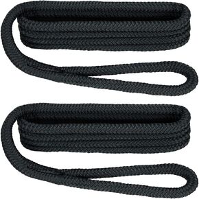 Extreme Max 3006.2168 BoatTector Premium Double Braid Nylon Fender Line Value 2-Pack - 3/8" x 6'، أسود