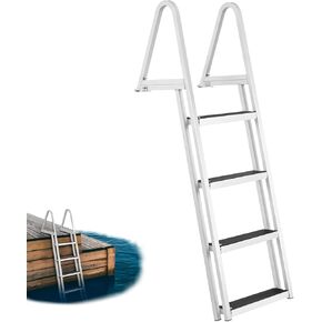 VEVOR Removable Dock Ladder 3/4/5 Steps, 350/500lbs Load Capacity, Aluminum Swim Ladders, Pontoon Boat Ladder with Nonslip Design for Lake, Marine Boarding, Pool