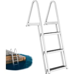 VEVOR Removable Dock Ladder 3/4/5 Steps, 350/500lbs Load Capacity, Aluminum Swim Ladders, Pontoon Boat Ladder with Nonslip Design for Lake, Marine Boarding, Pool