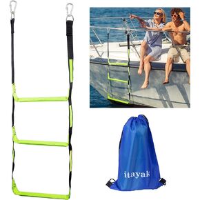 Boat Rope Ladder, 3 Step Boat Ladder, Foldable Assist Boarding Outdoor Climbing Rope Ladder for Inflatable Boat, Pontoon Boat, Sailboat, Kayak, Motorboat, Canoeing