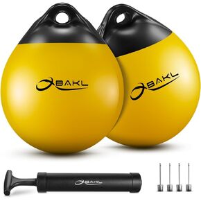 Pair of Vinyl Boat Buoy Balls, 9.8 x 12.2 Inches Round Boat fenders Ball for Boat Mooring Buoys, Anchor Float Buoy and Mooring Fender(Yellow)