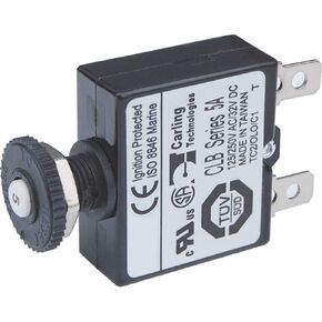 Blue Sea Systems 7052 Push Button Reset Only Quick Connect Circuit Breaker - 5 Amp