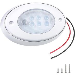 Besramtic Marine Boat قبة ضوء LED للمقصورة بيضاوية مع الضغط على السطح أو التركيب المتساطح 12 فولت (أبيض بارد) in Kuwait