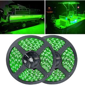 Marine Led Strip Lights, Pontoon Light Strip for Jon Bass Boat Sailboat Kayak, Marine Led Lights for Boats Deck Light Light Courtesy Interior Lights Fishing Night, 12v, 10m(32.8ft), Green