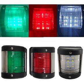 JT-HLM مركبة بحرية LED أضواء الملاحة الميمنة الخضراء، جانب المنفذ الأحمر، أبيض صارم 3 قطعة ABS أسود مقاوم للماء IP66 in Kuwait