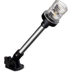Obcursco 12 Inches Led Anchor Navigation Lights, White Fold Down Boat Stern Light, 3 NM Visibility Marine All Round Lights for Pontoon and Fishing Boats