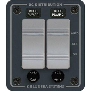 Blue Sea Systems 8664 Contura Water-Resistant DC Panel - Bilge Pump Control 2 Position, Gray