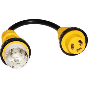 MECMO Marine Shore Power Dogbone Adapter, Marine 50A SS2-50P to 30A L5-30R Female with Locking Ring, 50 Amp 125/250V to L5-30R Marine Shore Power Pigtail Boat Adapter, UL Listed - 1.5FT