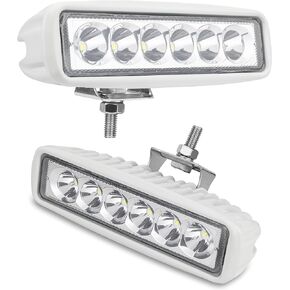 Waterproof Led Boat Lights, 12W LED Spreader Light 6 inch Deck Dock Marine Lights 120° LED Marine Spotlights for Boat Marine Pontoon Fishing Truck, Pack of 2, 12/24 V White