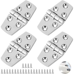 4 Pcs Boat Hatch Hinges, 3×1.5in 316 Stainless Steel Flush Door Hinges with Screws, Marine Grade Heavy Duty Hinges, Mirror Polished Hinges for Boats, Yachts, Doors, Windows, Cabinets