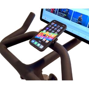 Phone Holder Compatible with Peloton Bike & Bike Plus - Secure Fit and Easy One-Hand Operation - 360 Degree Rotation - Mount for Stationary Exercise Bikes - Compatible with iPhone & Android Phones.