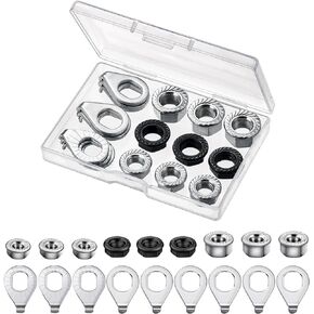 Zacro 18pcs Bike Wheel Axle Nut and Bicycle Hub Safety Washer Kit, M8 M9.5 M10 Bicycle Hub Flanged Axle Nuts, Bike Parts Accessories for Front and Rear Most Mountain Road Commute Bike Wheel Axle