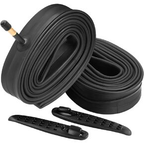 2 Pack 700 x 35-43c Road Bike Inner Tubes, 48mm Schrader Valve Premium Quality Butyl Inner Tube with 2 Tire Levers