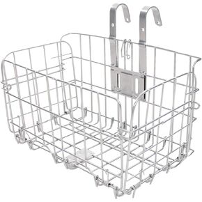 Folding Bike Front Basket Bicycle Wire Basket with Handles Easy Installation on Front Handlebar