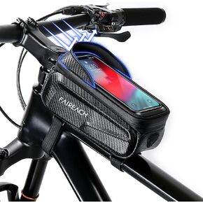 Faireach Bike Frame Bag, Large Capacity Top Tube Bike Bag with Sensitive Touch Screen Function & Sun-Visor, Waterproof Bike Phone Bag for Smart Phones 5.5" - 6.8''