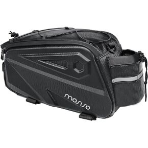 MOSISO Bike Rack Bag, Waterproof Bike Rear Rack Bag Bicycle Trunk Bag, 14L EVA Mountain Bike Rear Seat Bag Bicycle Storage Saddle Shoulder Bag Cycling Luggage Bag with Shoulder Strap, Black