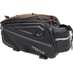 MOSISO Bike Rack Bag, Waterproof Bike Rear Rack Bag Bicycle Trunk Bag, 14L EVA Mountain Bike Rear Seat Bag Bicycle Storage Saddle Shoulder Bag Cycling Luggage Bag with Shoulder Strap, Black