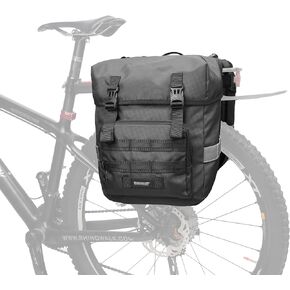 Rhinowalk Bike Pannier Bag 40L Double Pannier Bags Saddle Bags for Rear Rack Bicycles With Carrying Handle With Reflective Trim Professional Cycling Accessories-Black