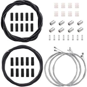mankk Universal Bicycle Brake Cable and Shift Cable,Bicycle Shift Derailleur Cable & Brake Cable Housing Kit with Brake Cable End Caps and O-Rings for Mountain Road Bike Repair