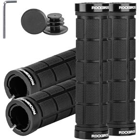 ROCKBROS 4Pcs(2 Pairs) Bike Handlebar Grips Double Lock On Bike Grips Comfortable Anti-Slip Bicycle Handlebar Grips for Mountain Bike BMX Bike Scooter Beach Cruiser, Folding Bike