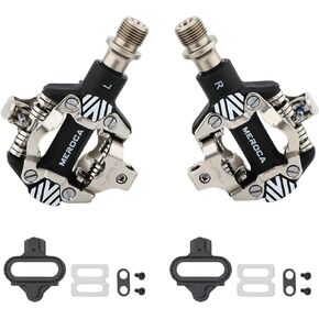 Mountain Bike SPD Pedals, Black/Red/Dazzle Aluminum Alloy Sealed Clipless Pedals, Compatible with Shimano SPD Type Cleats Easy Clip in or Out, Dual Platform MTB Pedals