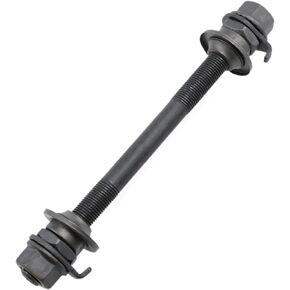 Bike Axle 140mm Bicycle Multiple Speed Front Hub Axle 3/8 Inch Black 26TPI Hub Conical Lock Nut Washer Kit -1pcs