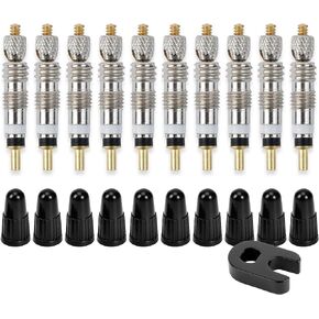 Square1 Presta Valve Core Kit -10 Universally Compatible Presta Valve Cores, 1 Presta Valve Core Removal Tool & 10 Presta Valve Core Caps - Presta Valve Core for Tubeless Bike Tires