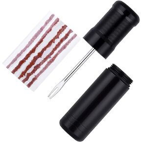 Tubeless Bike Tire Repair Kits，for Road Bicycle and Mountain Bike MTB Tires Fix a Puncture or Flat, Includes Storage Canister Plugger Tool with Plugs, 5 Bacon Strips