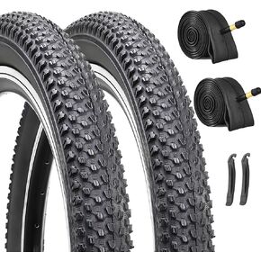 Hycline 2 Pack Bike Tires Set,20/24/26/27.5 Inch Folding Replacement Tire Plus Bike Tubes and Tire Levers for MTB Mountain Bicycle