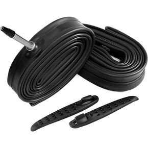 FANSPRO 2 Pack 700 x 28-32c Road Bike Inner Tubes, 60mm Presta Valve Premium Quality Butyl Inner Tube with 2 Tire Levers