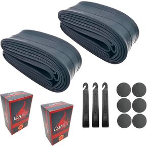 Bike Tube 26 x 1.95 26 Inch Bike Tube 2 Pack - Bicycle Tube 26 x 1.95 with 3 Tire Levers, 6 Round Patches - Fits 26x1.90 26x2.10 Bike Tube 26 x 1.95 - Anti-aging 26x2.125 bicycle tube.