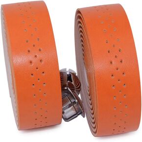 Handlebar Tape Luxury PU Leather Bar Tape Fixed Gear/Road Bike Bar Wrap with 2 Reflective Plug