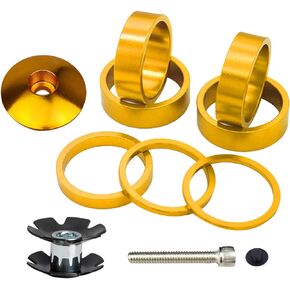 PLATTBK Bike Headset Spacer 1 1/8 Inch,Aluminium Alloy Bicycle Headset Spacers with Stem Top Cap,Headset Star Nut for MTB BMX Road Bike