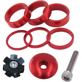 9PCS Aluminium Alloy Bicycle Headset Spacer 1-1/8 inch 28.6mm Bicycle Front Fork Stem Spacers Kit