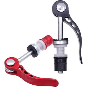 2 Pack Bike Alloy Seat Post Quick Release Pin Bike Seat Clamp Pipe Clamp Locking Screws for Mountain Bike and Road Bike Red & Black