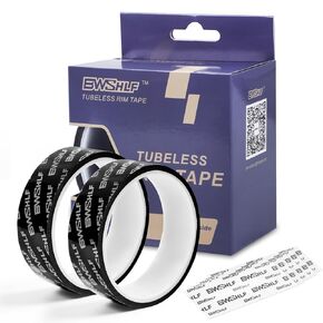 BWSHLF Tubeless Rim Tape 2 Rolls, 25mm x 10m, 19, 21, 23, 27, 29 and 31mm Options, Bike Rim Tape Strong Adhesion with 12pcs Seal Patches for Mountain and Road Bikes