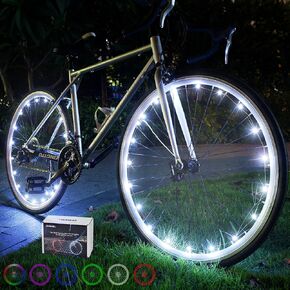أضواء عجلة الدراجة DAWAY A01 LED - أضواء ساطعة للدراجة، ملحقات تزيين أضواء إطار الدراجة المقاومة للماء، أضواء متوهجة ممتعة للأطفال والأولاد والبنات والبالغين أثناء الركوب الليلي، البطاريات متضمنة
