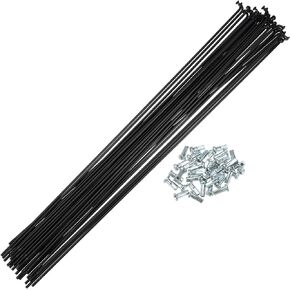 X AUTOHAUX 36 Pcs 14G J Bend 2mm Bike Bicycle Spokes with Nipples Steel Black