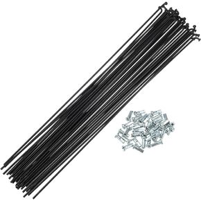 X AUTOHAUX 36 Pcs 14G J Bend 2mm Bike Bicycle Spokes with Nipples Steel Black