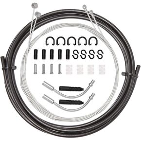 Universal Bike Brake Cable Housing Kit With 1 Set Bicycle Brake Line, 2 Pieces V Bike Brake Noodle Cable Guide Pipe and End Caps accessories for MTB Mountain Bike or Road Bikes Bicycle Cycling, Black