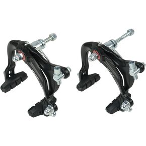 Bike Brakes Calipers, Bicycle Rim C Type Brake Sets, Front and Rear Side Pull C Caliper Brake with 48mm Pads and 4.33In Long Arm Fit for Most Road Bicycle, 1 Pair, Black Silver