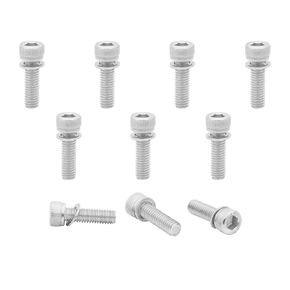 10PCS Stainless Steel M6x20mm Hex Socket Socket Cap Head Bolts Screws with Washers for MTB Bike Bicycle Cycling Disc Brake Caliper Adapter Mount Fixed Bolt Screw Accessories