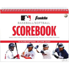 Franklin Sports Baseball + Softball Scorebook - Score Keeping Book for Stats Coaching Official Scorekeeper 25 Game