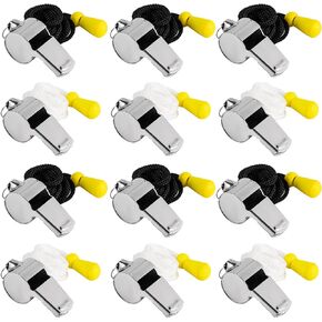 12 Pack Sport Whistles with Lanyar for Coaches, Referees and Officials, Loud Crisp Sound